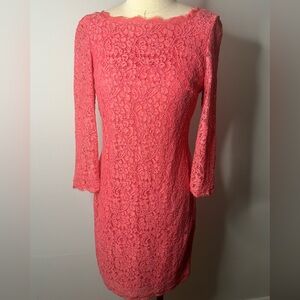 Adrianna Papell Coral Long Sleeve Lace Dress